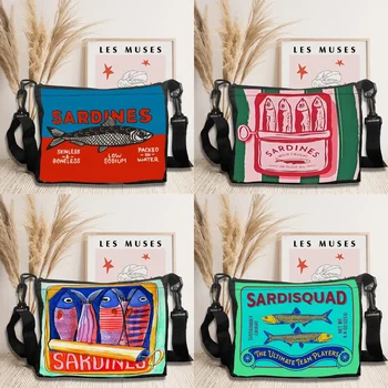 Borsa a tracolla da donna Borse per la spesa colorate alla moda con sardine per borse da donna per la spesa con cartoni animati Borsa a tracolla casual