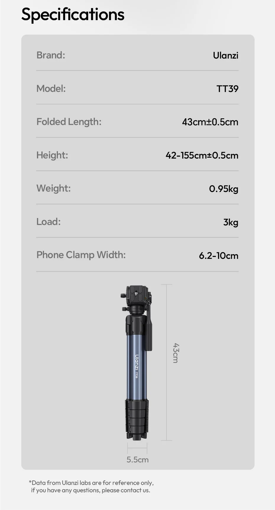 TT39 Video Tripod Horizontal&Vertical Tripod for Camera DSLR Smartphone Video