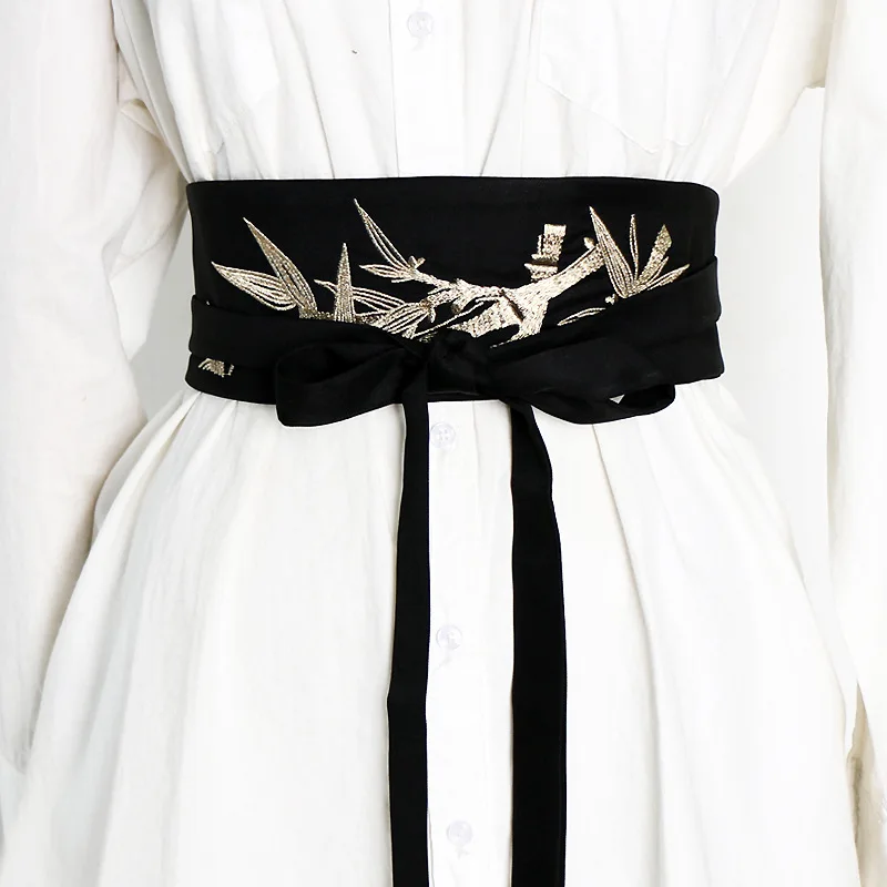 Traditionelles japanisches Kranichmuster, Quaste, Kimono-Gürtel, breites Korsett für Damen, Yukata-Kostümzubehör – Detail 6