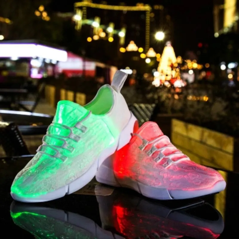 Girl Kid Boys Fiber Optic Led Shoes Usb Recharge Glowing Sneakers Light Up  Shoes