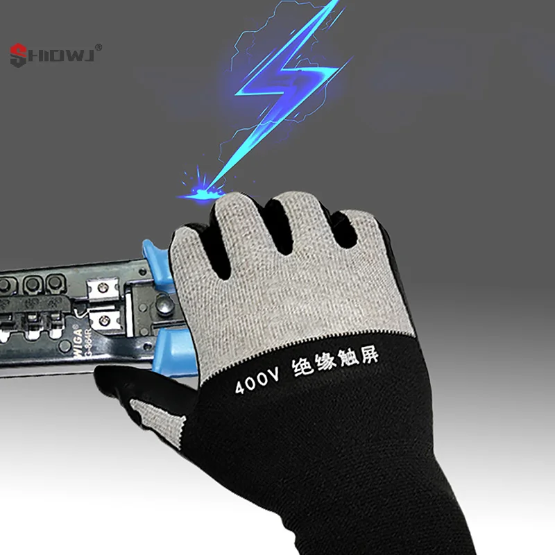 1Pair Electrician Insulating Gloves Withstanding Voltage 400V Rubber Touch Screen Insulation Glove Industrial Tool