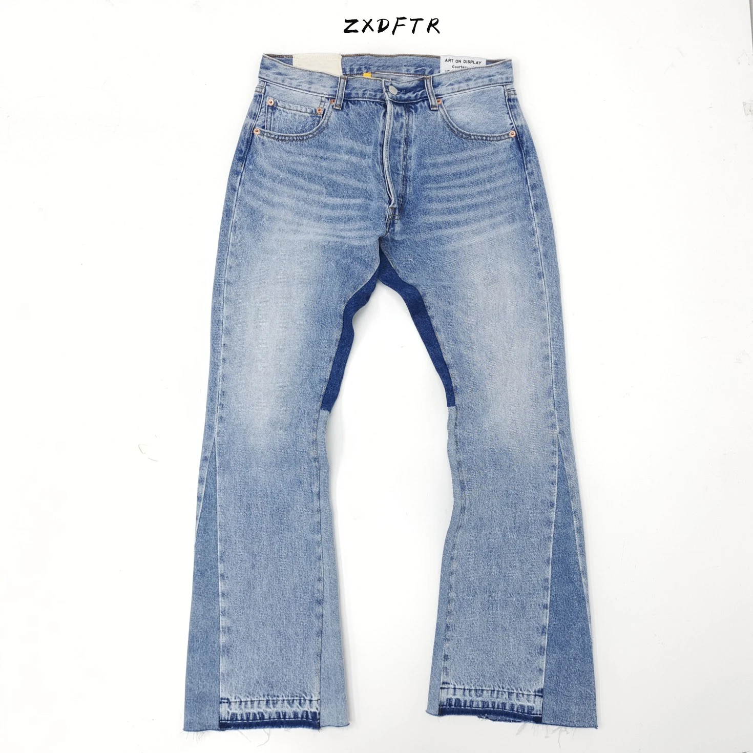 

GD Spring Fall Men's Pants Wash Old Splice Vintage Women's Jeans