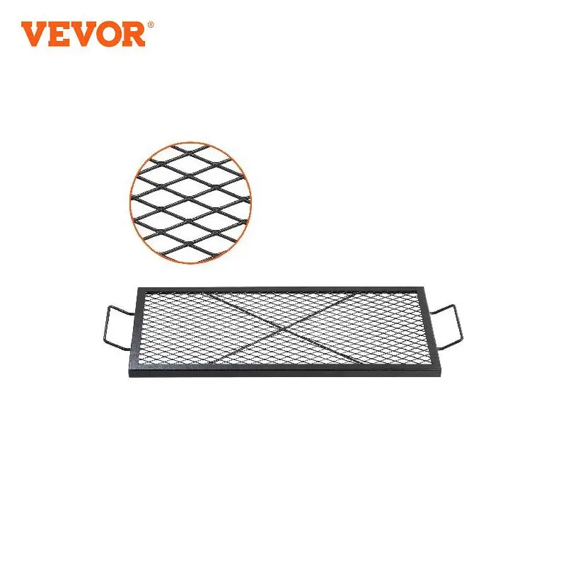 VEVOR X-Marks Fire Pit Grill Grate Rectangle Portable Cooking Grate with Handle & Support X Wire Camping for Outside Party rotisserie grill