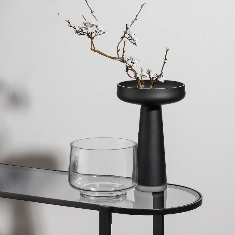 Creative Frosted Modern Simple Glass Flower Vase Placements Candlestick Living Room Home Soft Decoration Porch Decorations Art 3