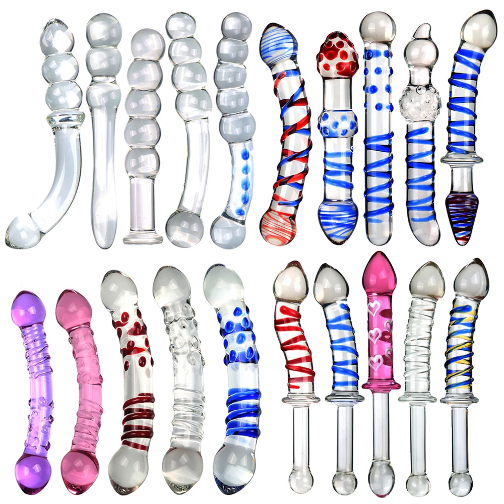 Crystal Glass Dildos Realistic Penis Glass Beads G-Spot Anal Butt Plug Erotic Sex toys for Woman Couples Adults sex toys