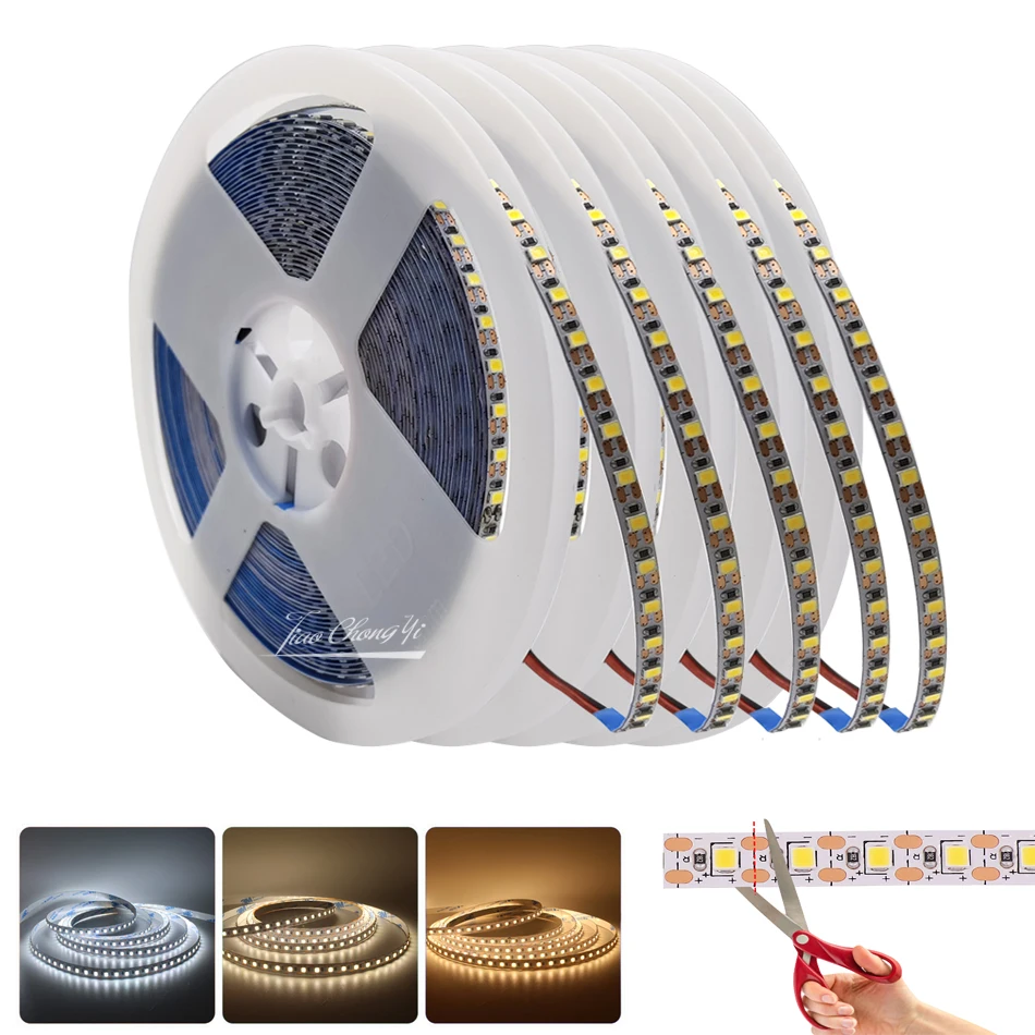 

24V 2835 LED Strip Light 120LED/m 1LED Cut Diode Tape Lights Super Bright Warm White Natraul 10m/1roll Home Decoration
