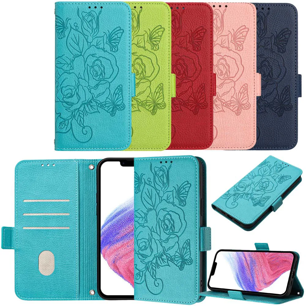 Rose RFID Shielding Flip Phone Wallet Case