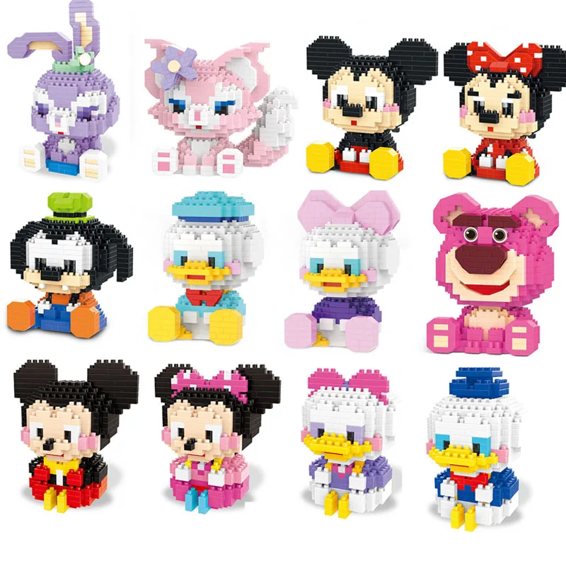 

Disney Building Blocks Anime Figure Donald Duck Minnie Mickey Cute Image Puzzle Assembly PVC Toy Bricks Children Festival Gift