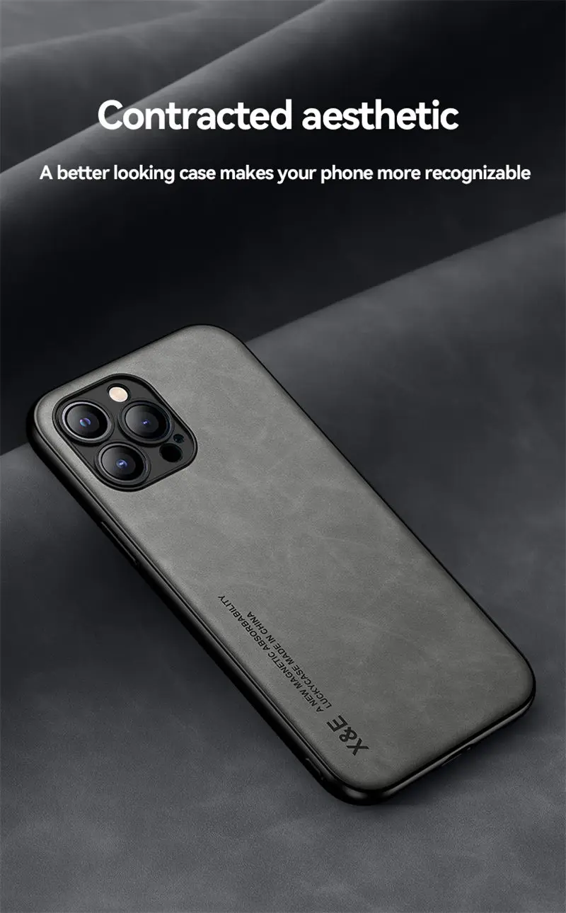 Magnetic Luxury PU Leather Phone Case For iPhone 13 11 12 Pro Max XS Max XR X 7 8 Plus 13Pro 11 Soft Matte Business Back Cover cool iphone 11 Pro Max cases