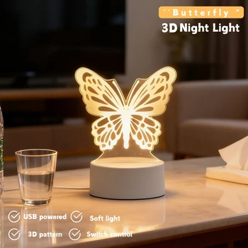 3D LED Butterfly Night Light, USB Desktop Decorative Light 1