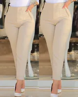 Elegant High Waist Cropped Work Pants for Women Black All-Match Daily Office Formal Wear Fashion Women's Trousers 2024 - Image 3