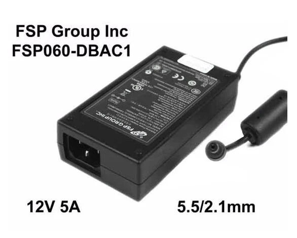 

FSP Group Inc FSP060-DBAC1, 12V 5A, Barrel 5.5/2.1mm, IEC C14, Laptop Power Adapter