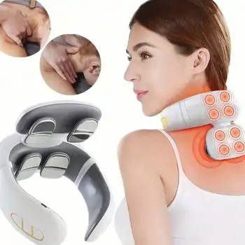 EMS Electric Cervical Spine Massager 6 Models 9 Gears Neck Shoulder Massage Vertebra Relax Automatic Heating Rechargeable