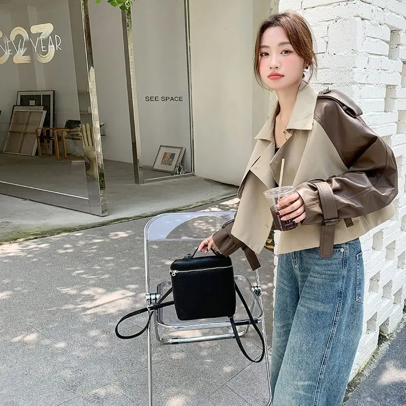 

2024 Spring Autumn New Unique High-grade Trench Coat Stitching Cardigan Jacket
