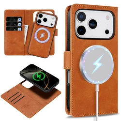 MagSafe Leather Wallet Phone Case with Card Slots and Magnetic Closure - iPhone 16 Plus (Brown)
