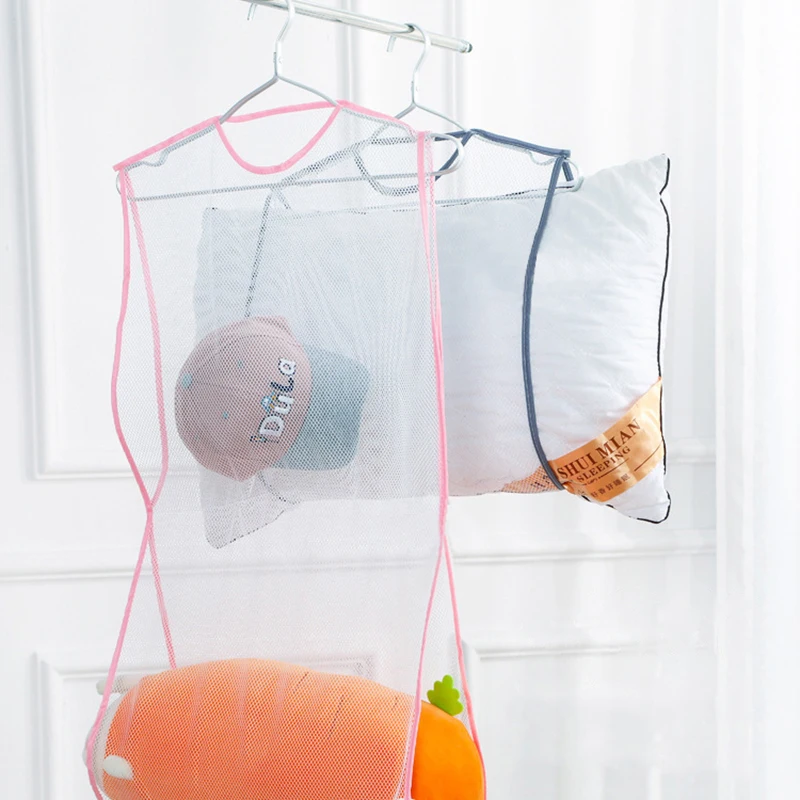 Folding Breathable Pillow Drying Nets Balcony Hanger Net Cushion Dry Bag Mesh Storage Holder