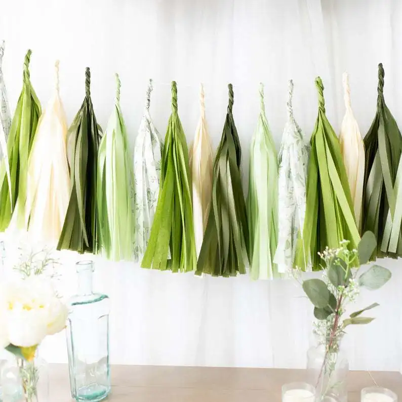 Rose Gold Iridescent DIY Tissue Paper Tassel Garland Set - Party Decoration Supplies