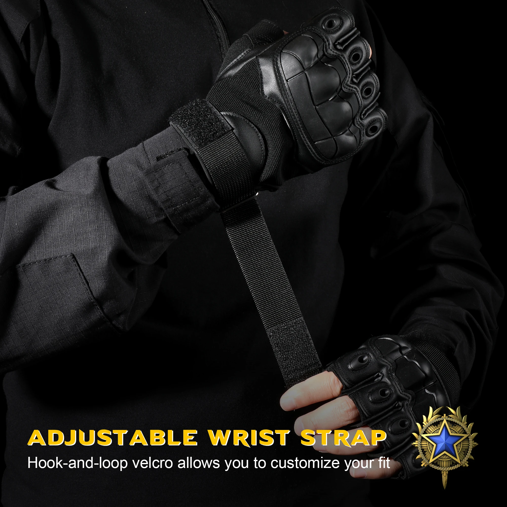 Fingerless Gloves Mens Leather Gloves PU Leather Tactical Half Finger Gloves Airsoft Combat Shooting Hunting Paintball Outdoor Work Bicycle Anti-slip