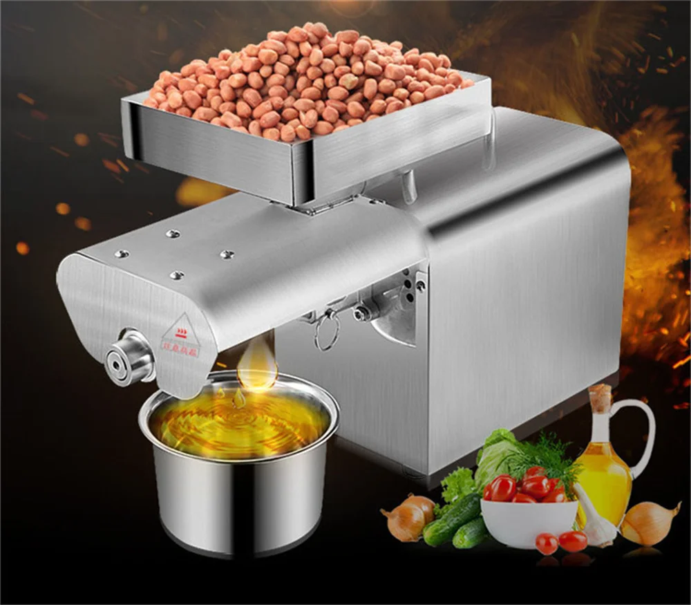 220V/110V Automatic Oil Press Machine Small Commercial Household Peanut Flaxseed Squeezer Stainless Steel Oil Press Extractor 2