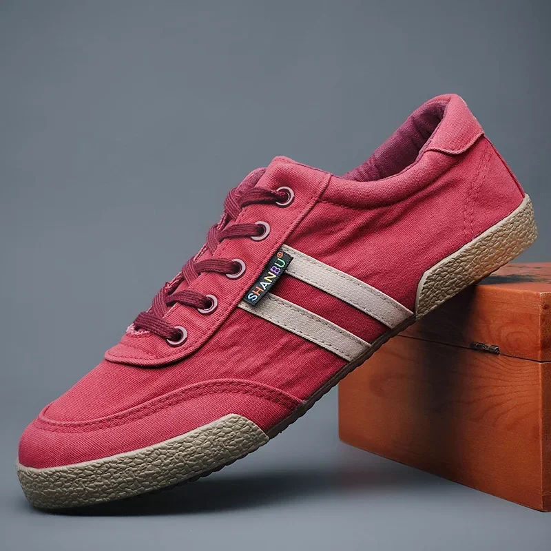 Spring and Summer Casual Men's Canvas Shoes Low top Lace up Men's Cloth Shoes Korean Fashion Men's Shoes# 2907 4