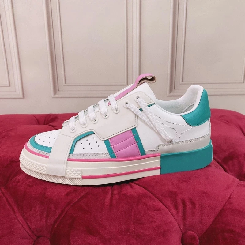 

Luxury brand Fashionable Women Sports Shoes Zapatillas De Mujer Round Toe Color Block Comfortable Thick Sole Lace Up Flat Shoes