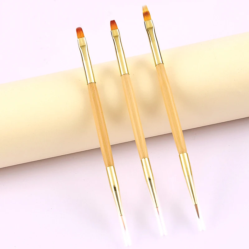 1/3Pcs Double Sided Bamboo Nail Brush Gel Brush For Manicure UV Gel Extension Pen For Nail Polish Painting Drawing Brush Tools 2