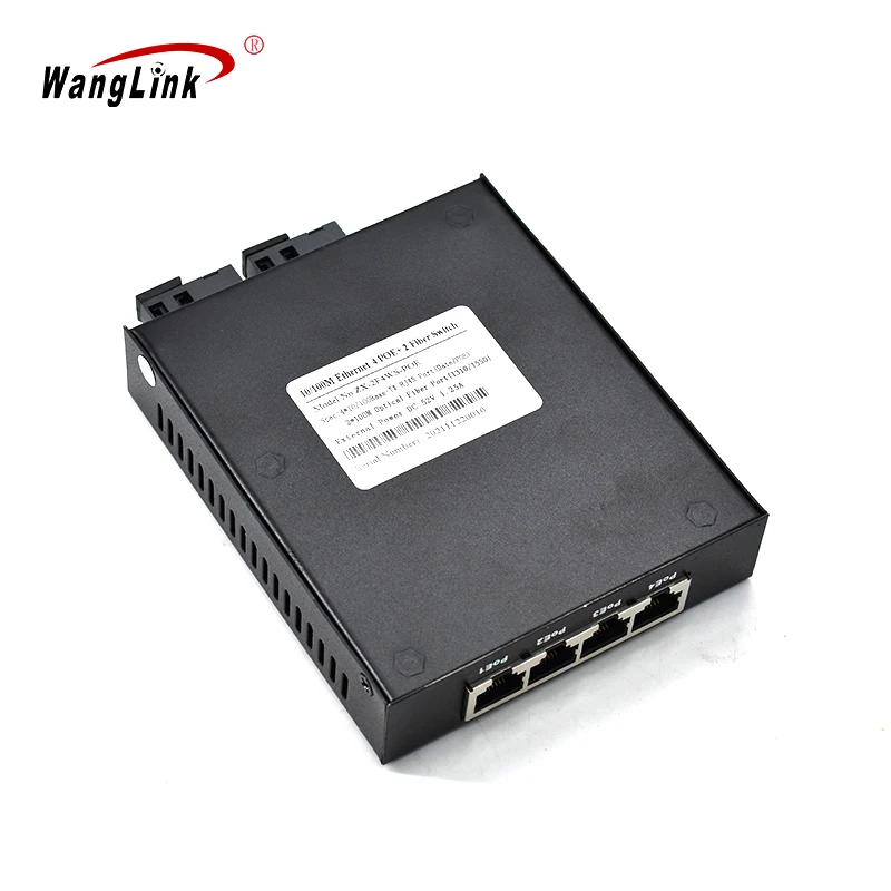 Wanglink Factory Sale Good Price 4-PoE Ethernet Switch 100Base-TX to 100Base-FX SC Fiber POE Switch for CCTV Security