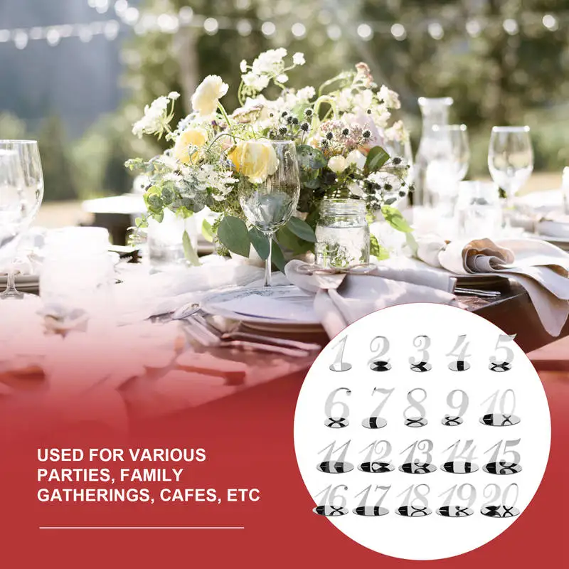A08M-Table Numbers Wedding Table Numbers Acrylic Table For Wedding Stands For (Silver)