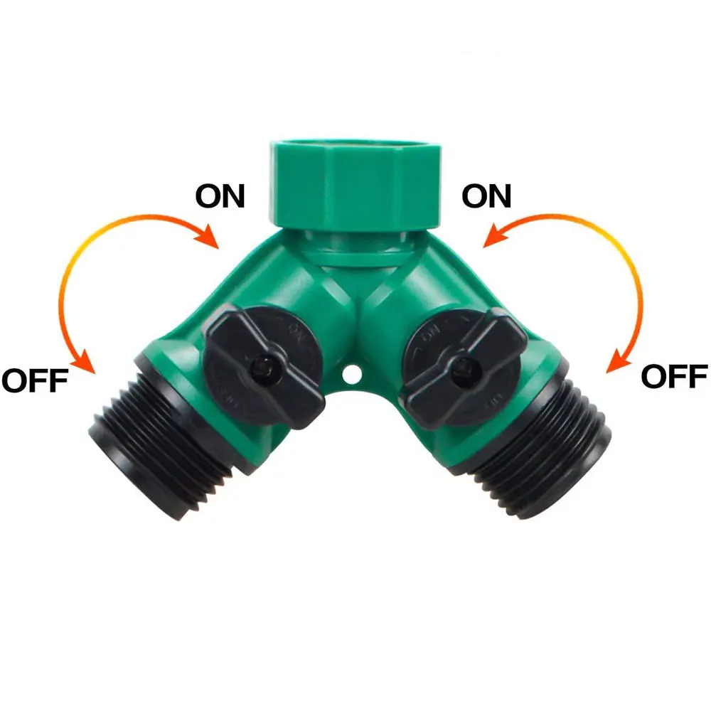 Garden Hose Splitter 2 Way Garden Hose Connector Faucet Watering Shut Off Landscaping Flower Planting Irrigation