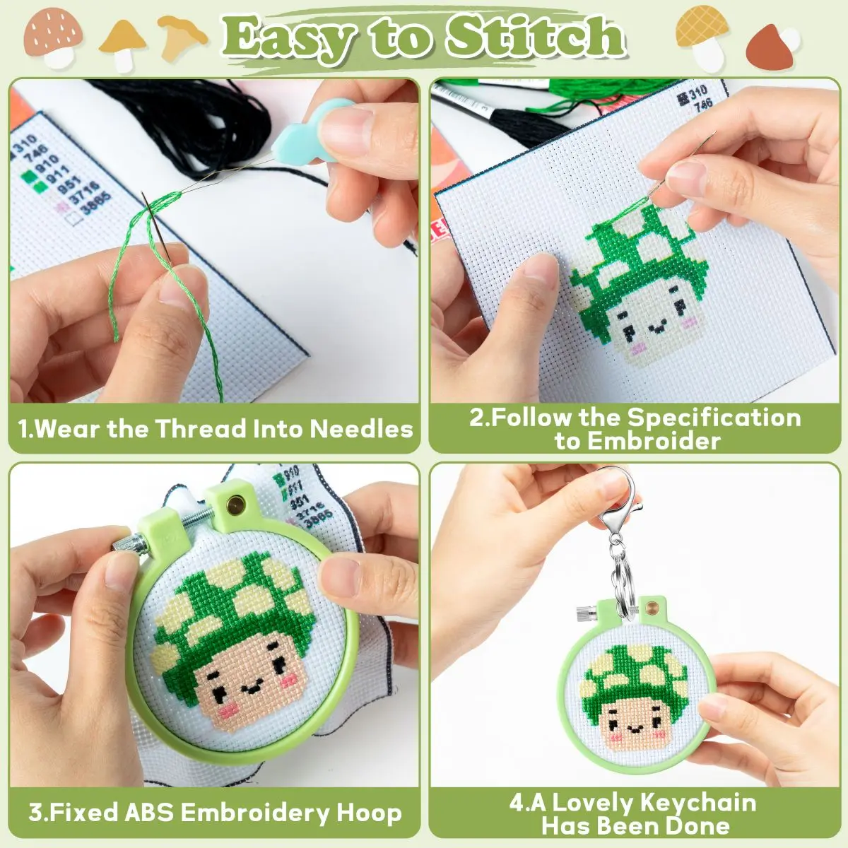 Cross Stitch Kits DIY Cross Stitch Embroidery Starter kit For Beginner kids Adults Making Your Own Keychain Handmade Knitted Animal Manual Crafts
