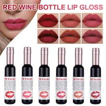 

Red Wine Bottle Lip Glaze Non-stick Cup Matte Lip Gloss Waterproof Matte Velvet Not Easy To Fade Liquid Lipstick Cosmetics