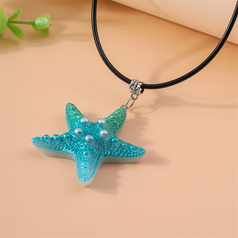 Modische große Seestern-Anhänger-Halskette für Frauen und Mädchen, Sommer, Strand, Urlaub, Urlaub, Schmuck, Geschenke – Detail 8