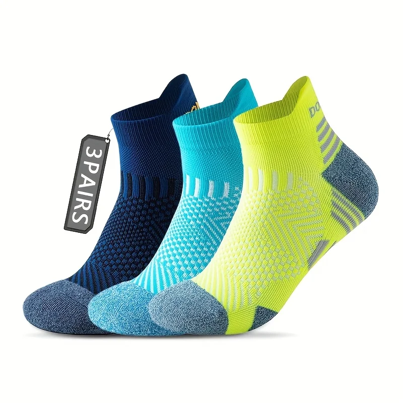 3 pairs of unisex, sports socks, breathable and sweat absorbing, compression cushioning and wear-resistant