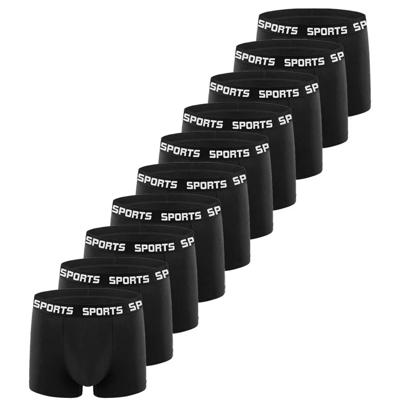 10 قطعة/الحزمة الرجال الرياضة سراويل بوكسر الملابس الداخلية الراحة الاتجاه سراويل رجل بسيط تنفس السروال مثير الذكور سراويل الحميمة