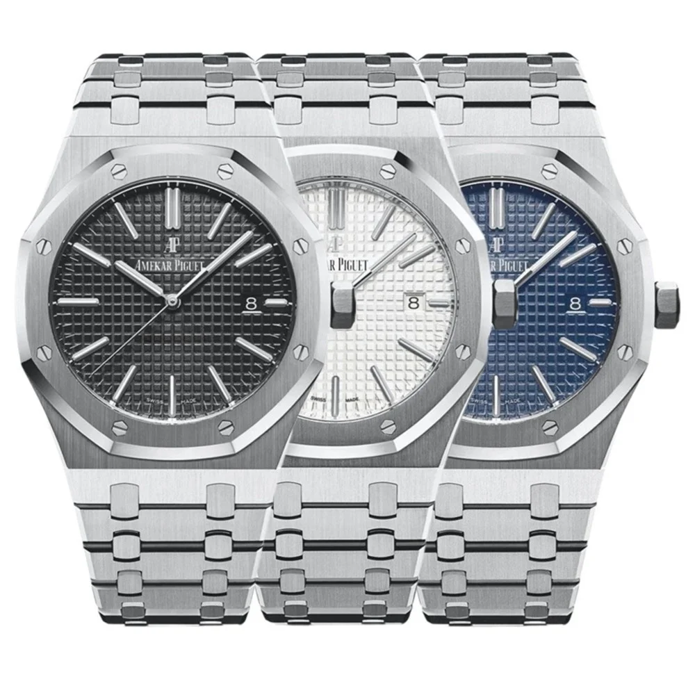 Designer Luxury Brand Logo 41mm Men Japan Movement Stainless Steel Case Watch Waterproof Quartz 15400 High Quality WristWatches