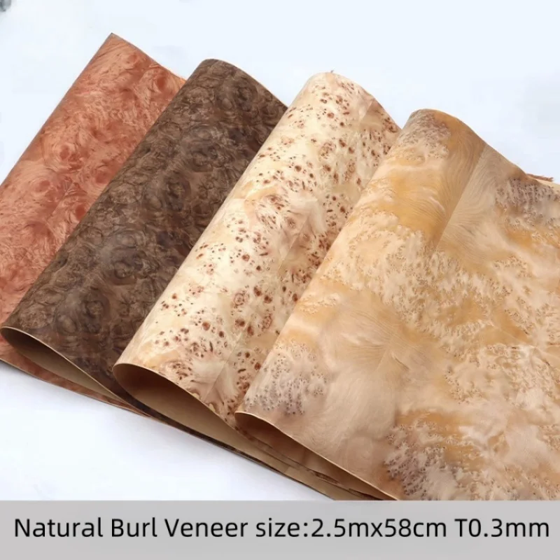 Natural Burl Veneer for Luxury Furniture Decoration Walnut High Quality Exotic Wood Grain size:58x250cm T0.25mm