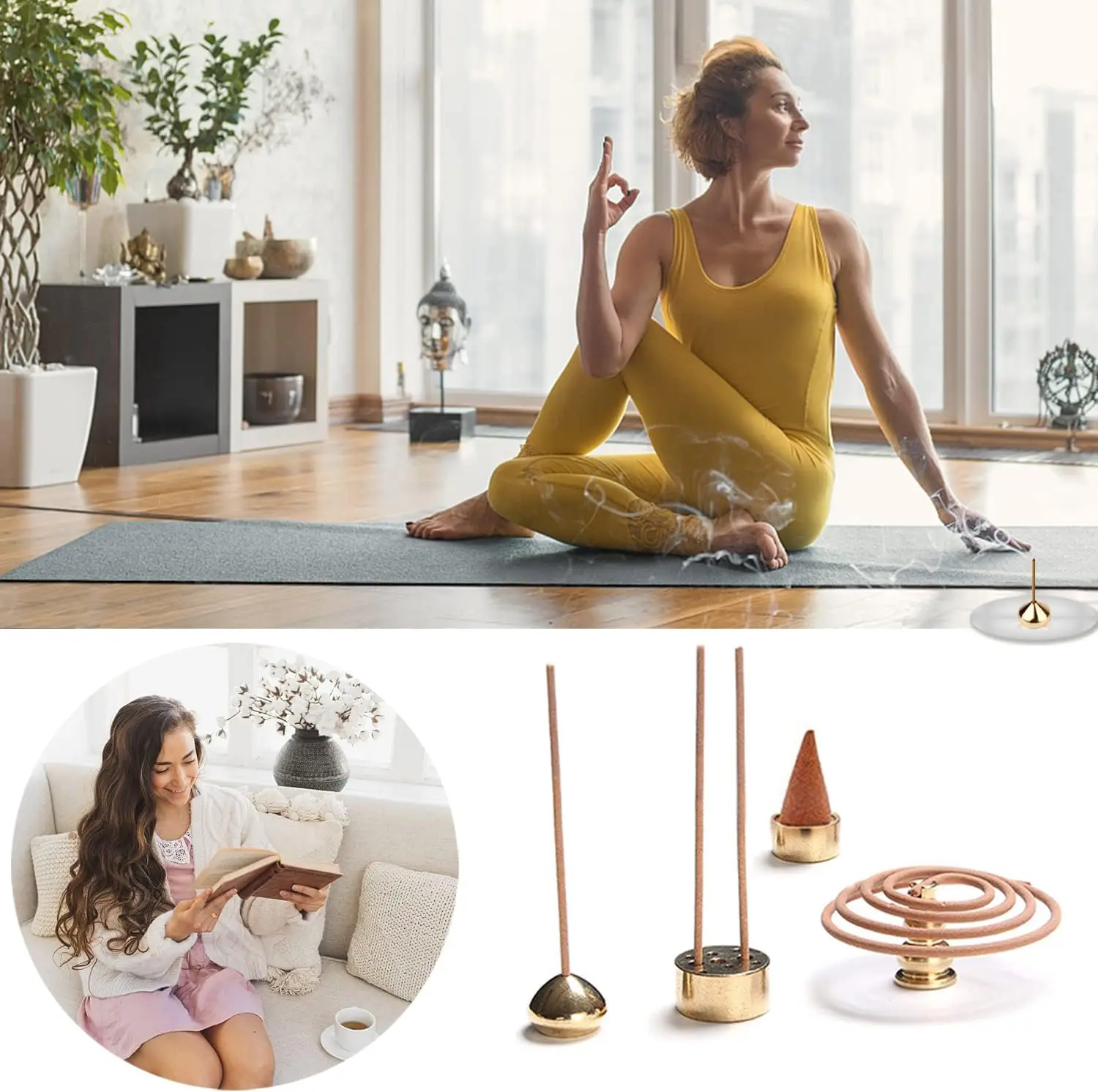 Porta Incenso In Legno 3 In 1 – Bruciatore Per Bastoncini, Coni E Spirali Con Raccogli Cenere, Per Yoga E Relax