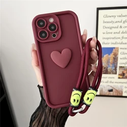 3D Love Heart Wrist Chain Phone Case with Hang Strap and Soft Silicone Cover for Honor 100 Pro (4)