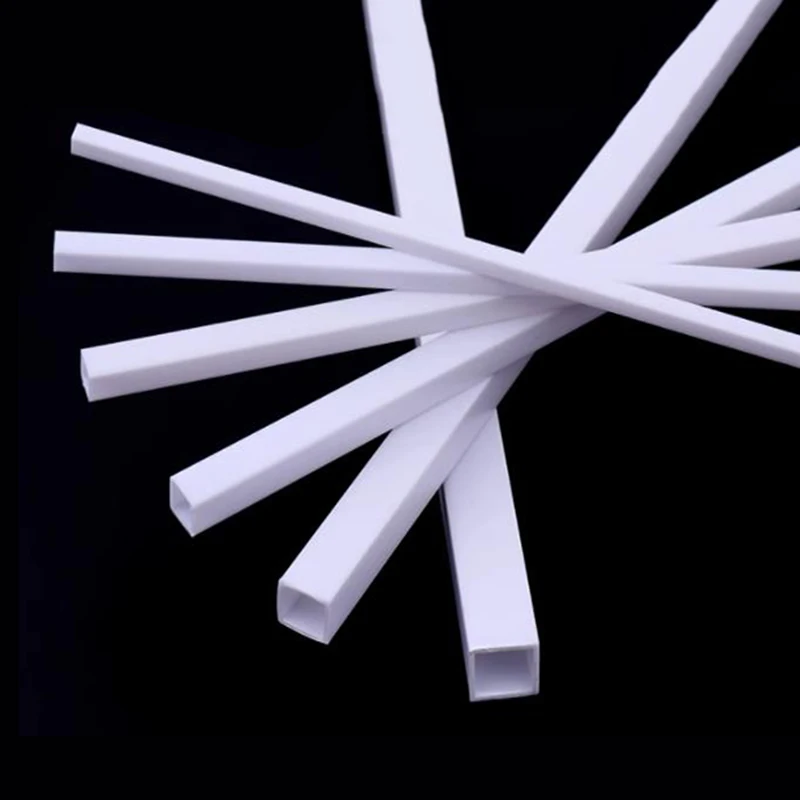 ABS Plastic Square Tube 10Pcs Hollow Square Bar Rods Styrene Rod for DIY Sand Table Architectural Model Making