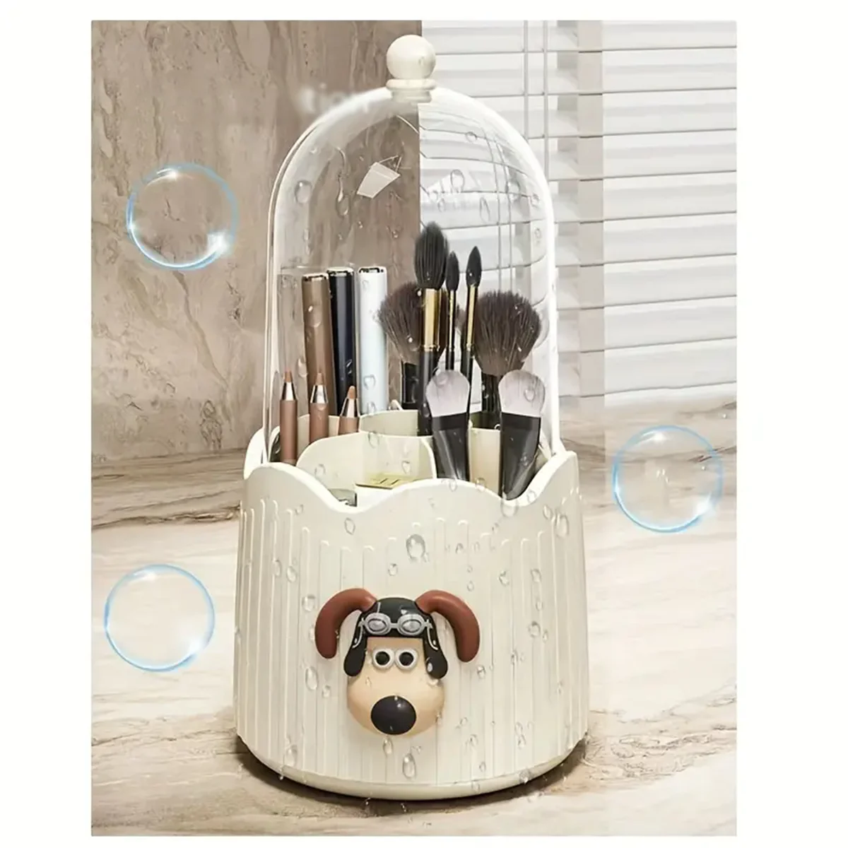 Dog Decor Makeup Brush Storage Bucketdegree Rotating Storage BucketTransparent Visual Storage BoxLarge-capacity Makeup Brush 4