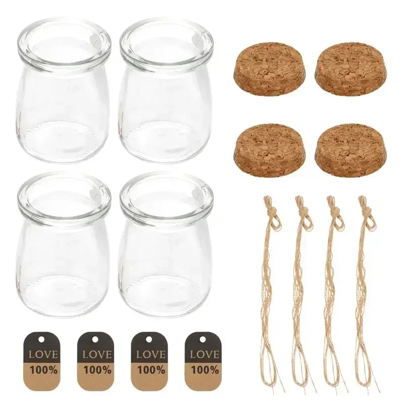 1pc Heat Resistant Milk Glass Bottles Sand Painting Bottle Wood Lid Yogurt Bottles DIY Dessert Orgabizer Kitchen Storage 6