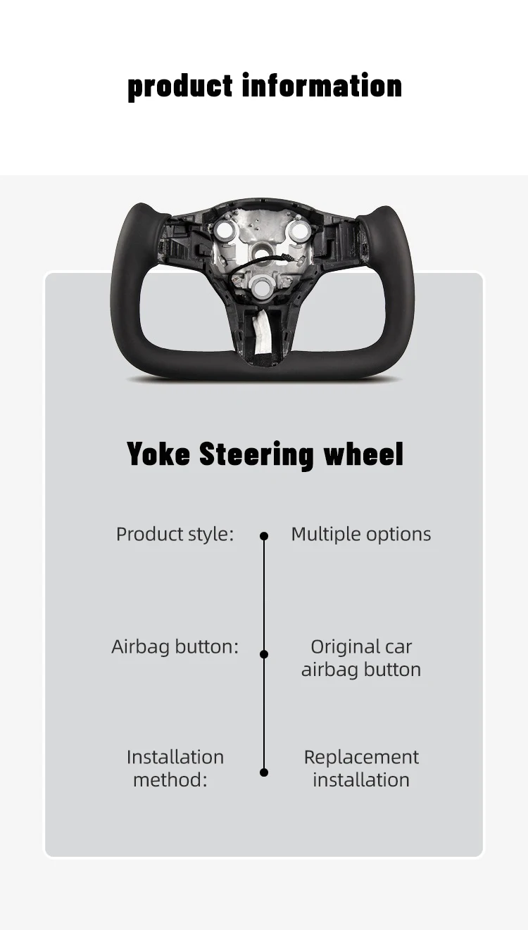 Für tesla model3 modely carbon faser joch griff lenkrad mit heizung nappa leder volante lenkrad autozubehör – Detail 8