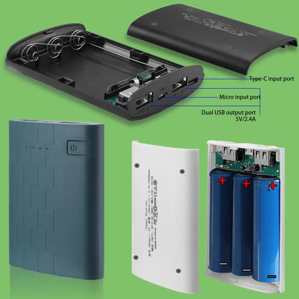 3x18650 Batteries Portable Charger Case Sturdy Power Bank Case Solderless for Cell Phone