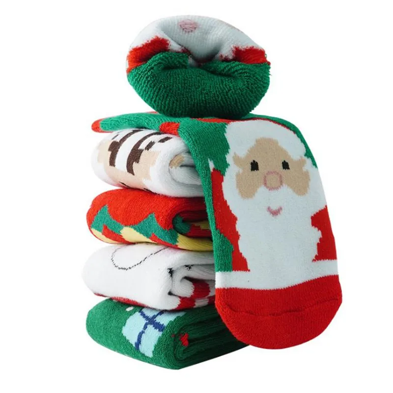 5 ¦/ ܿ ũ Socks  ũ Santa Claus Tree  ⼺ Solid β Socks   Girls Boys Kids 1-15 