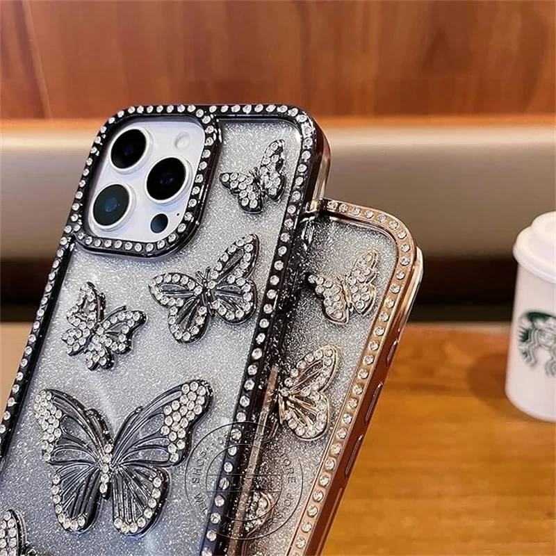 Sparkling 3D Butterfly Shiny Bling Rhinestone Case