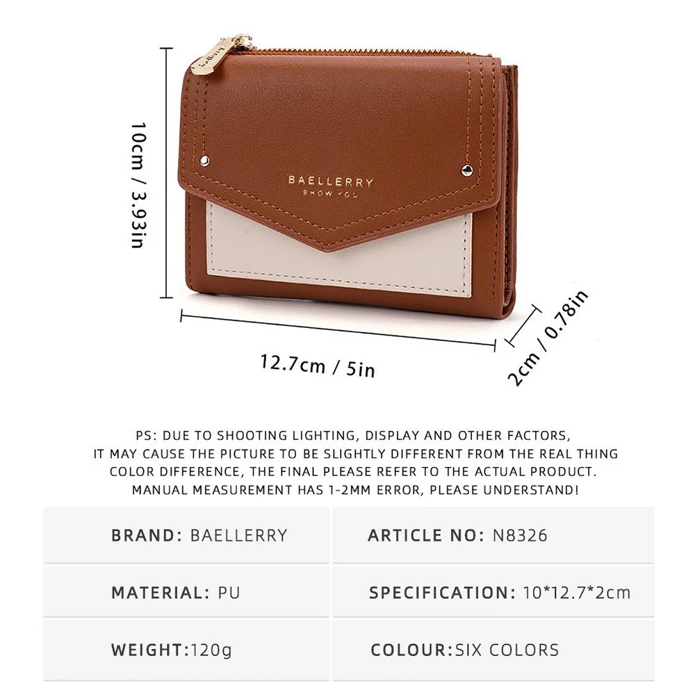 Baellerry Mini Zip Wallet for Women Gift - PU Multifunctional Travel Purse, Slim RFID-Free Card Case