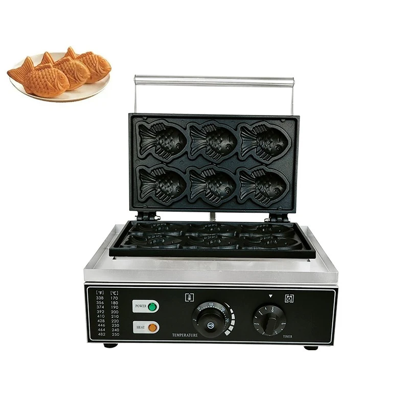 Snack Machine 6 Pezzi Taiyaki Fish Waffle Machine Bubble Fish Waffle Maker In Acciaio Inossidabile