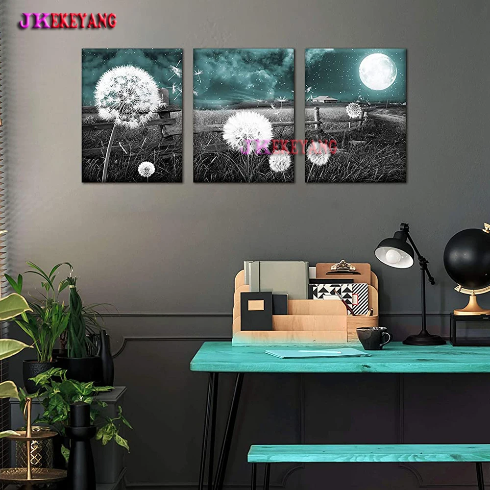 DIY 5D Diamond Painting Dandelion Moon Farm Cross Stitch Full Drill Embroidery Mosaic Picture of Rhinestones Y4895