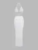 Summer New white Elegant Embroidered Hollow Beach Skirt Set Sexy Transparent Vest With Long Skirt Women's 2-piece Set 6