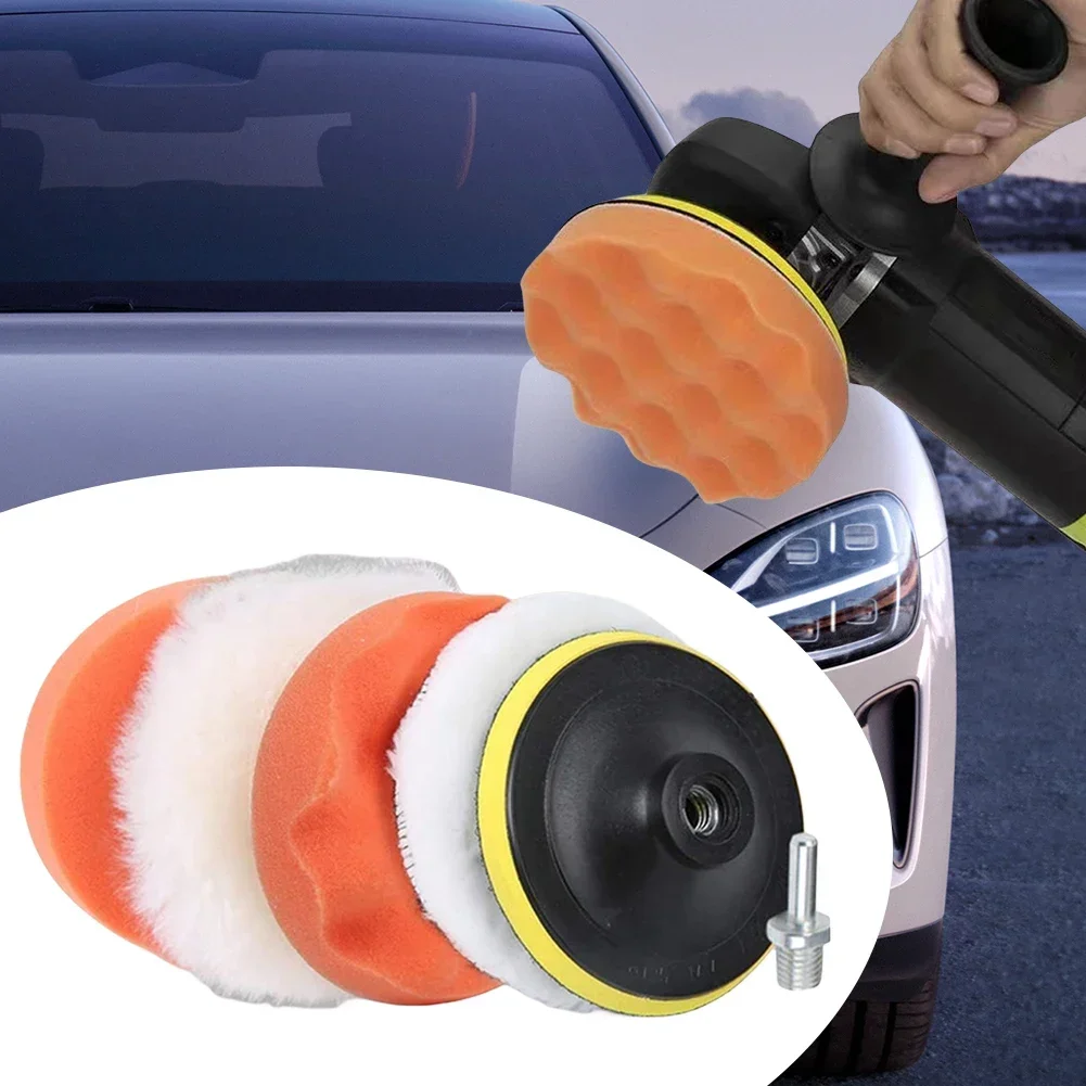 Car Polishing Pad 3/4/5 Inch Car Polisher Pads Kit Wool Waxing Clean Polish Reusable Drill Wheel Polisher for Auto Remove Scratches